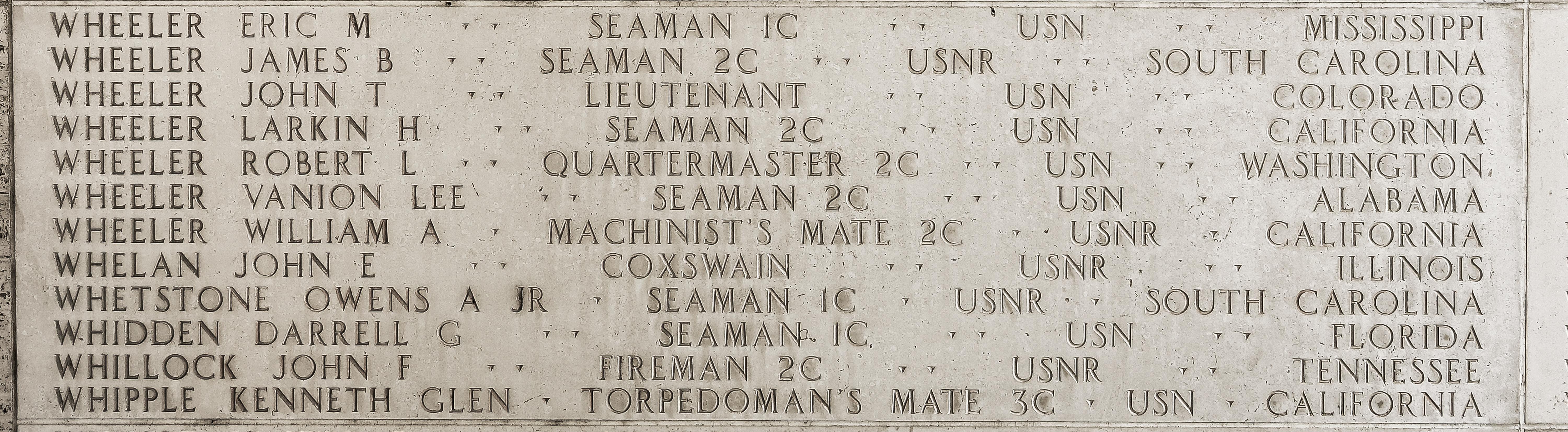 Robert L. Wheeler, Quartermaster Second Class